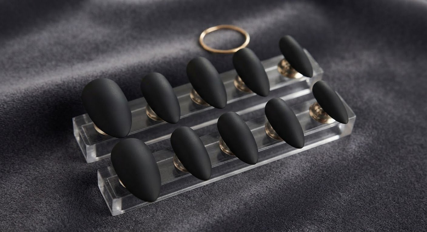 Matte Black Almond Nails