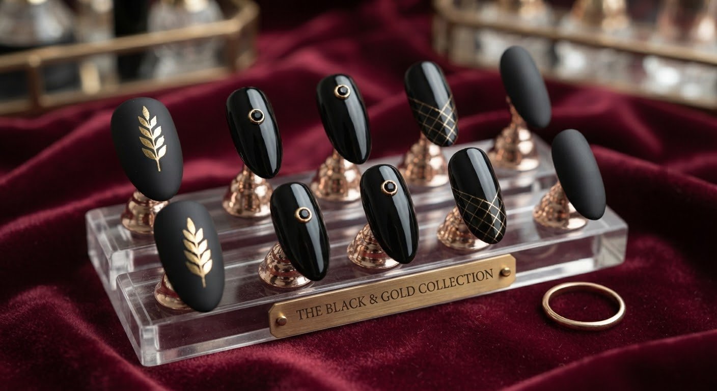 Black & Gold Luxe Nails