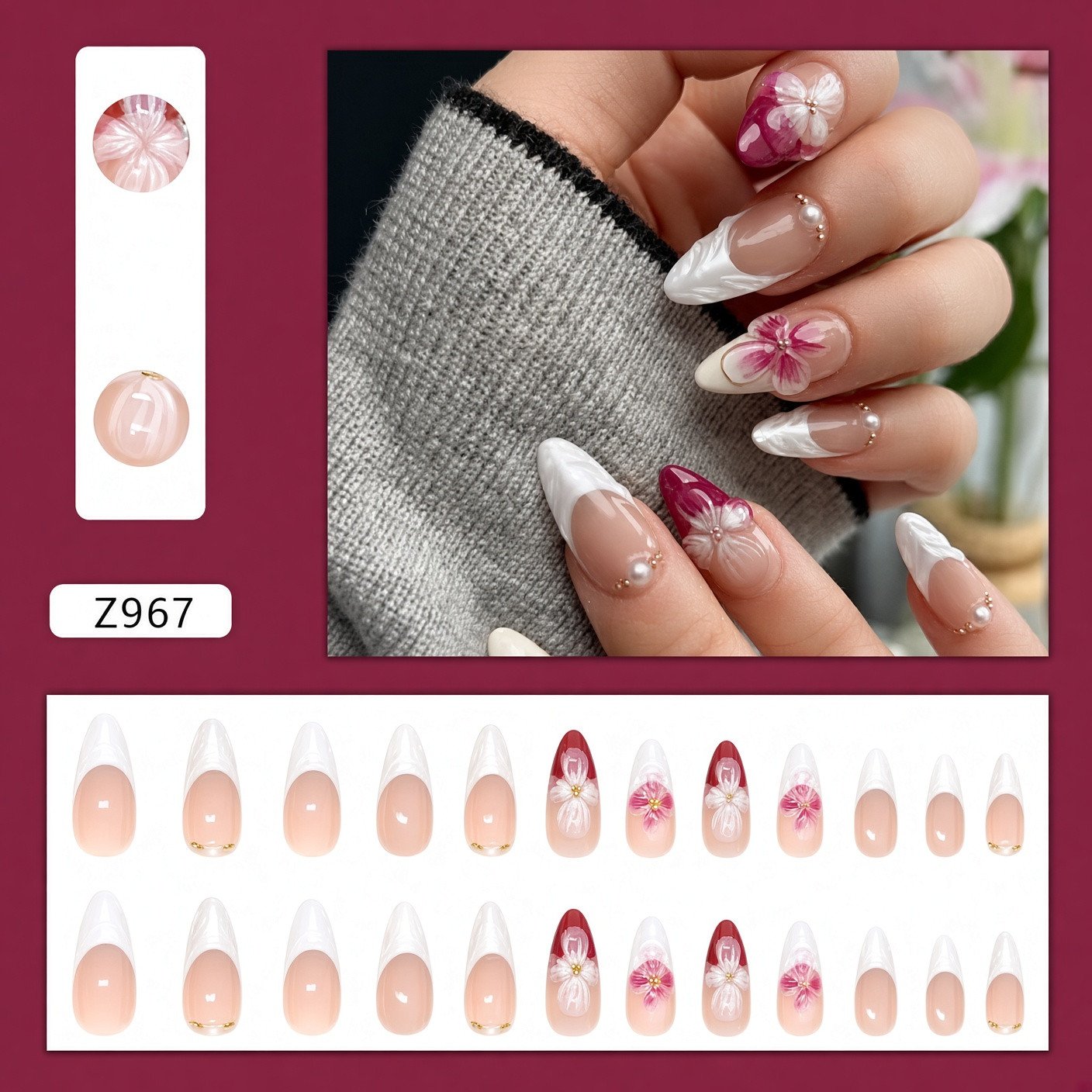 Pink Floral Pearl French
