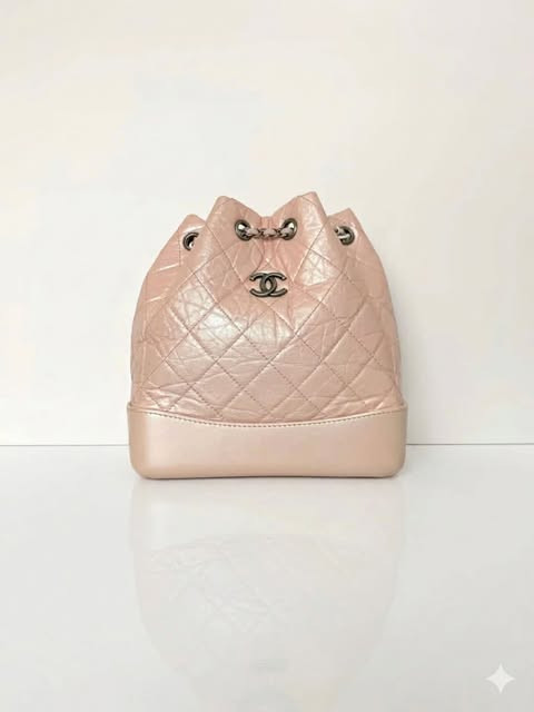 Chanel Hobo Backpack Small Shimmery Pink