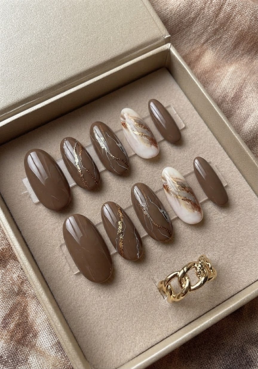 Mocha Abstract Gold Vein