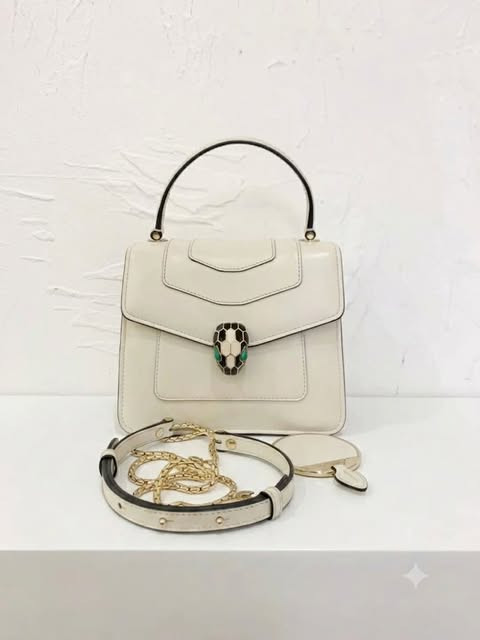 Bulgari Serpenti Small White Top Handle Bag