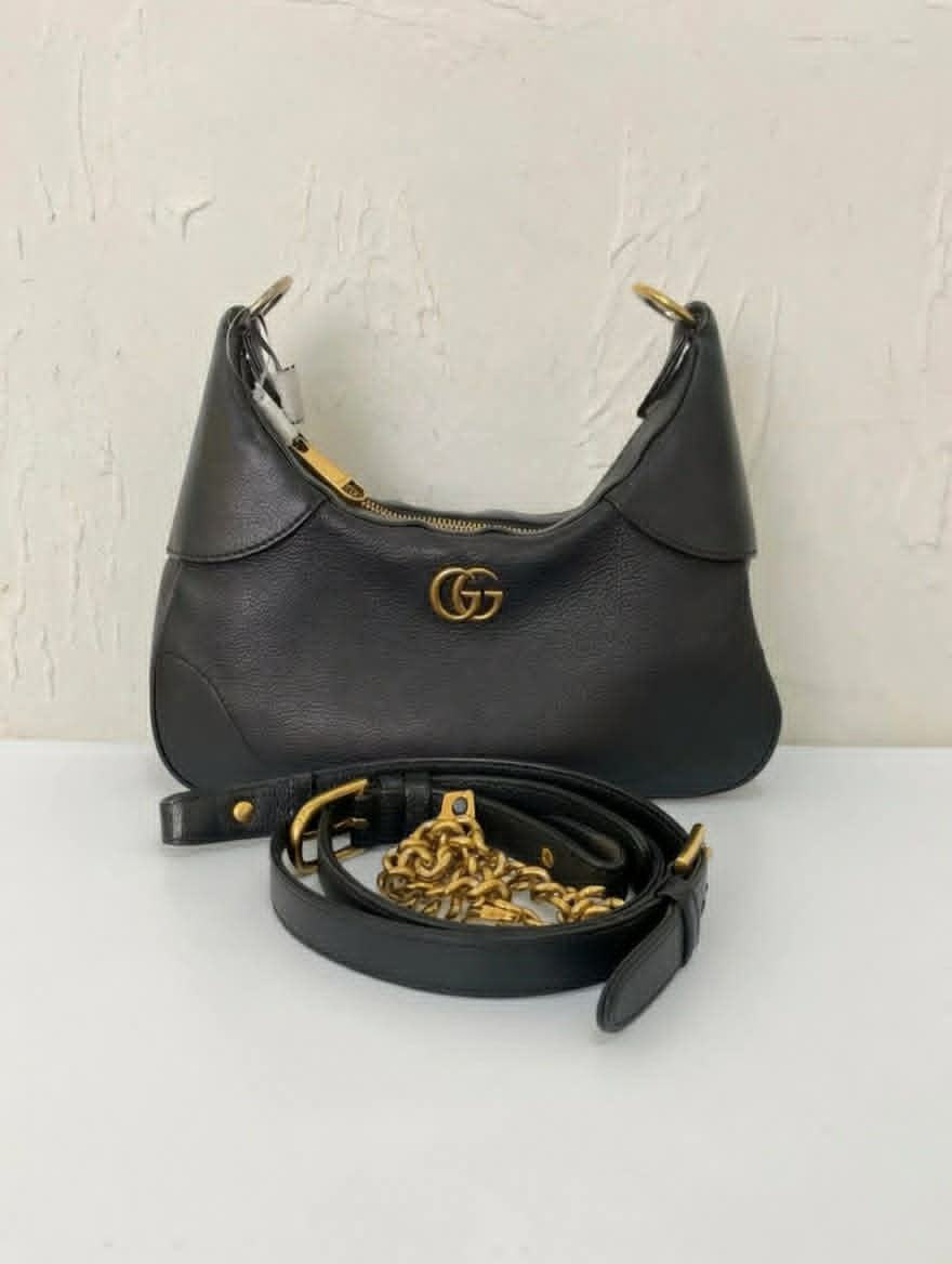 Gucci GG Emblem Hobo Shoulder Bag (Black)