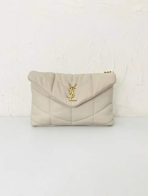 Saint Laurent Envelope Quilted Bag (Off-White)