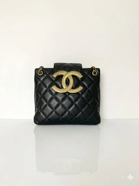 Chanel 24C Large Logo Vertical Tote (Black Gold)