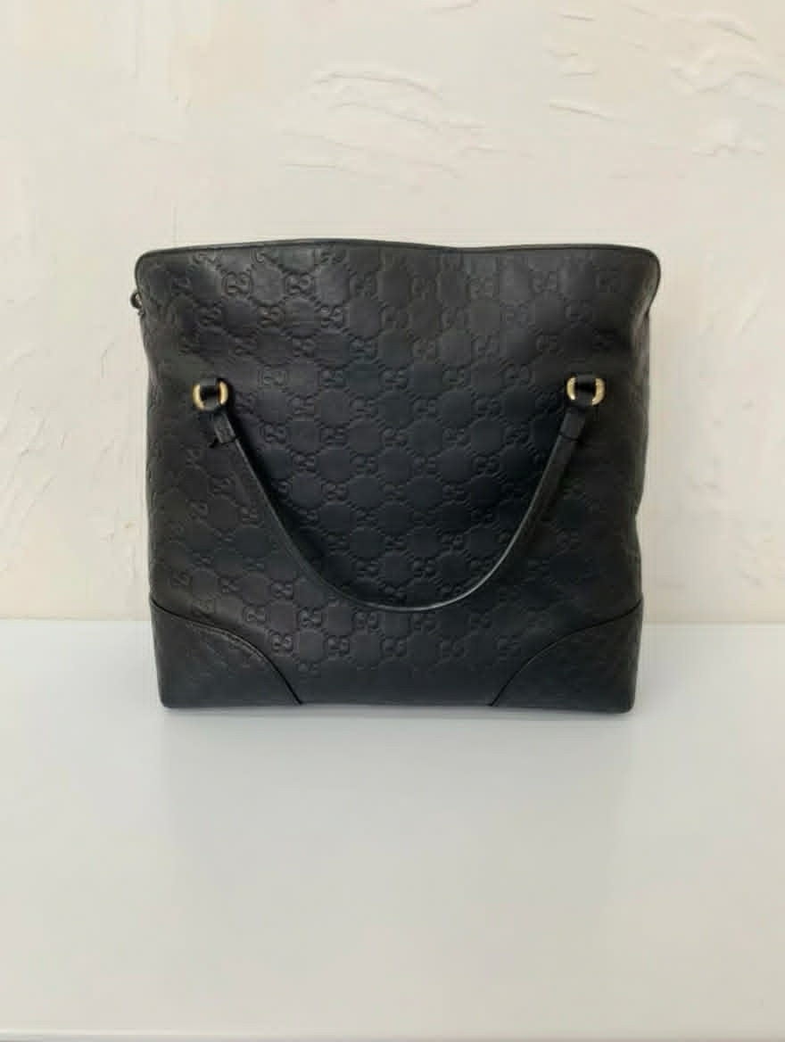 Gucci GG Embossed Leather Tote Bag (Black)
