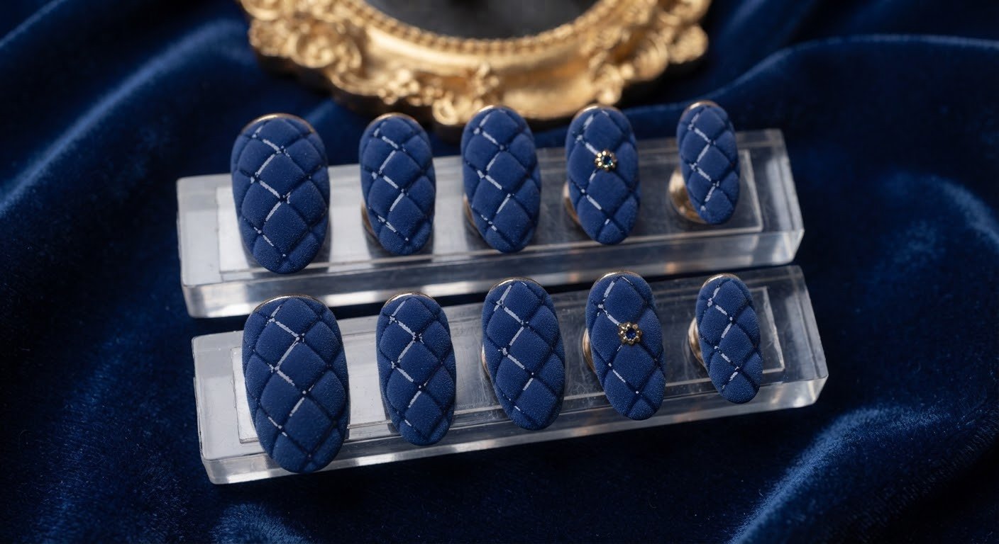 Quilted Navy Nails