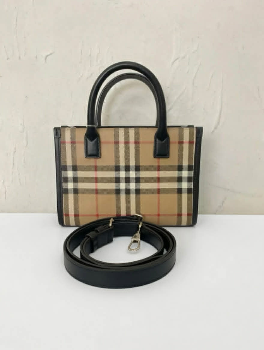 Burberry Mini Plaid Tote Bag