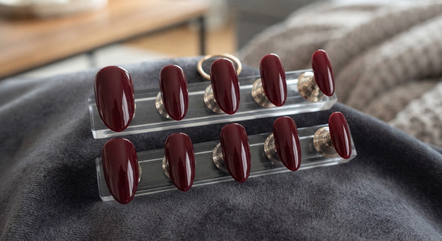 Burgundy Gloss Nails
