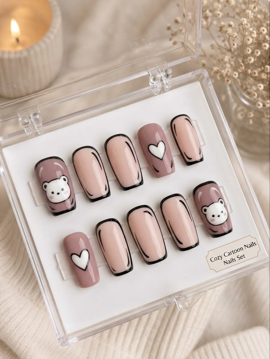 Cozy Cartoon Nails Set