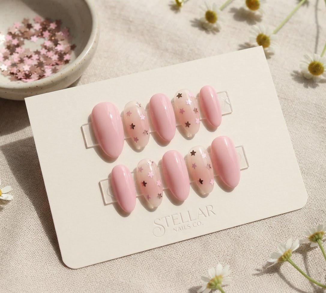 Pink press-on nails