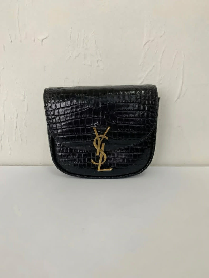 Saint Laurent Le 5 à 7 Croc-Embossed Shoulder Bag
