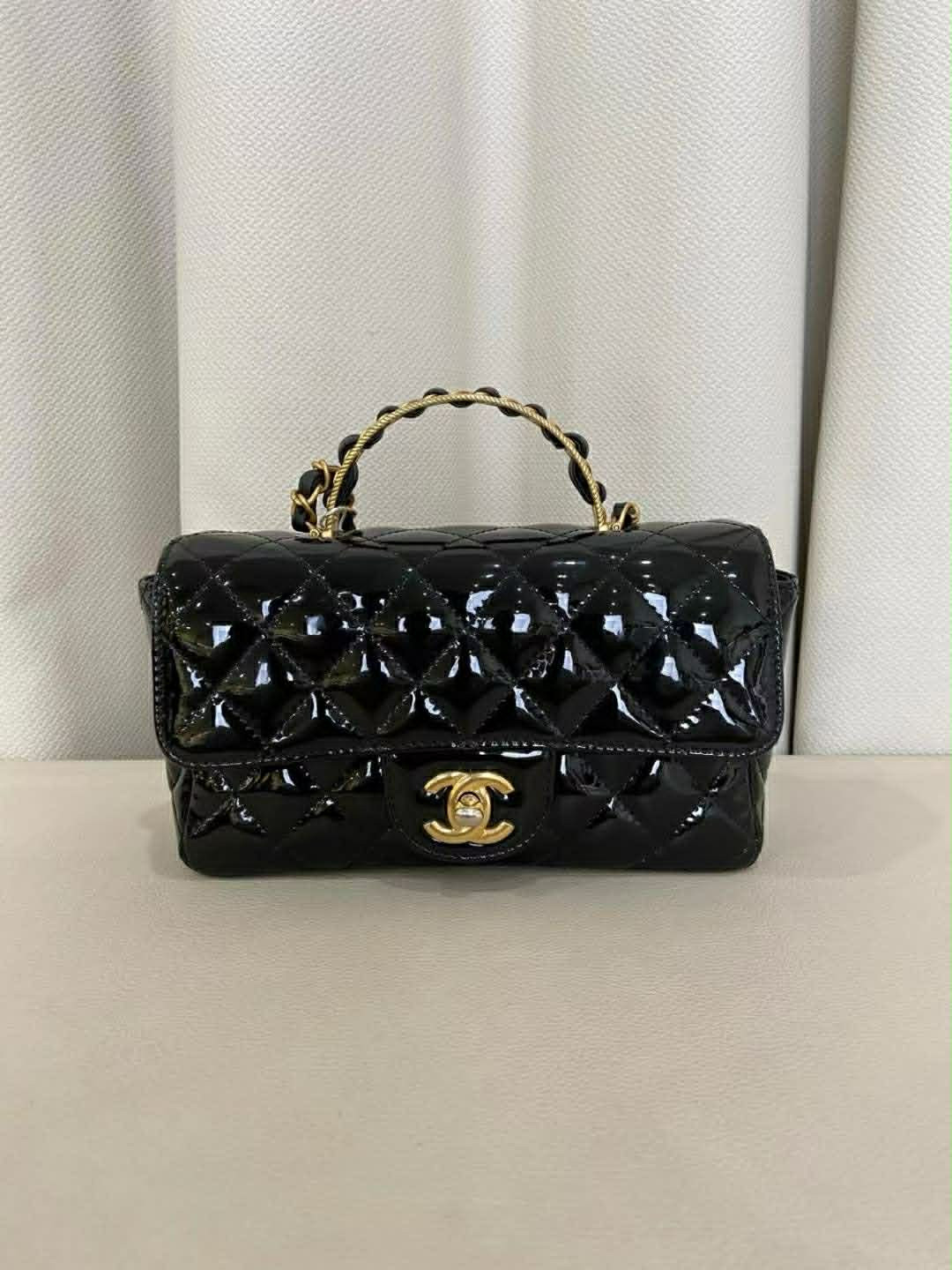 Chanel Rectangular Mini Flap Bag (Patent Leather Top Handle Edition)