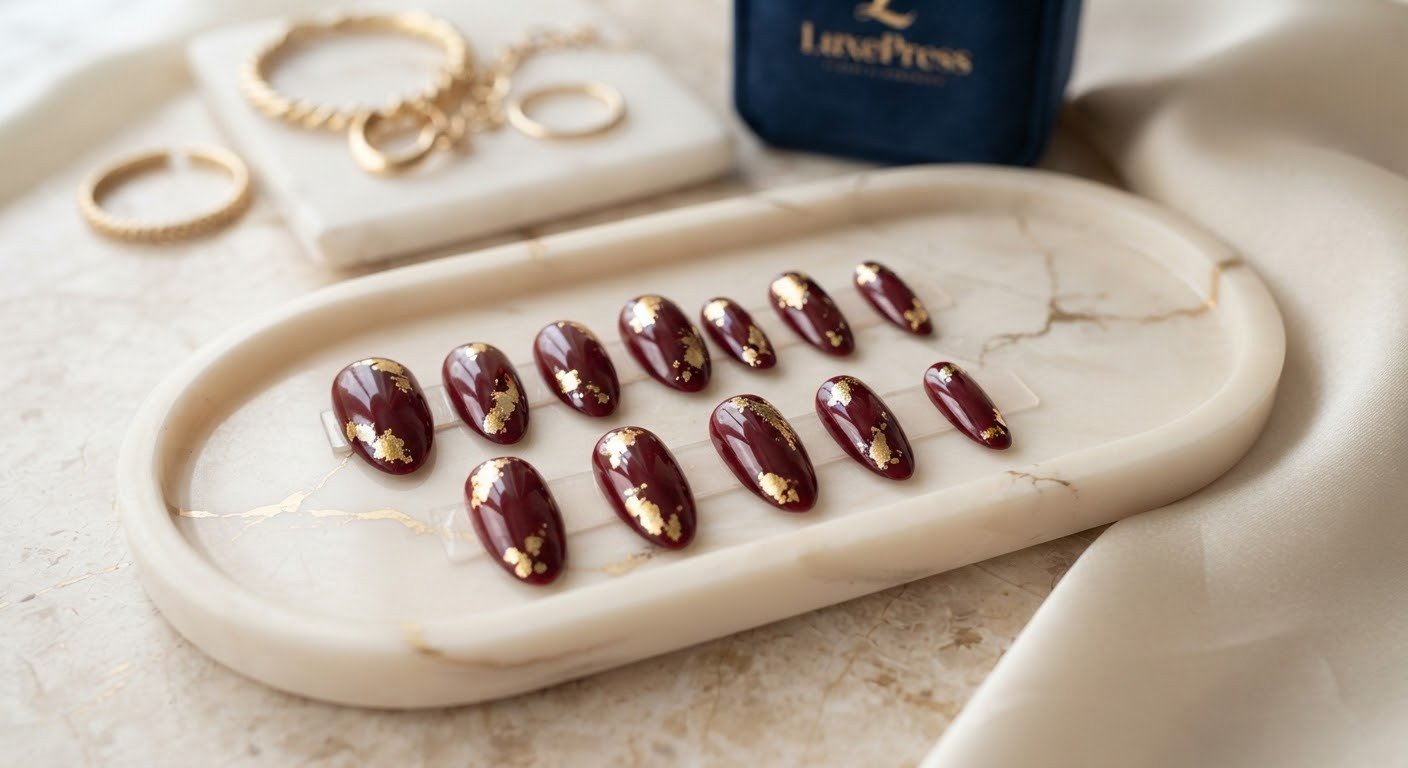 Wine Red with Gold Flakes